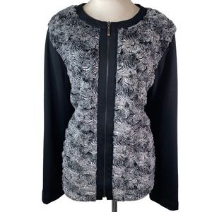 Black & White Faux Chinchilla Fur Sweater A39